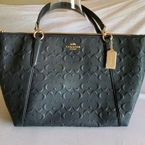 NWT COACH AVA Signature Midnight Leather Embossed